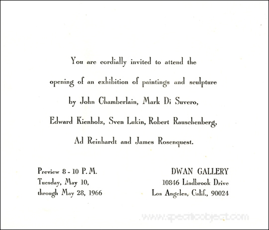 Dwan Gallery Group Show Invitation