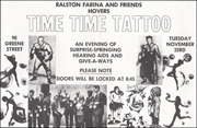 Ralston Farina and Friends Hovers / Time Time Tattoo / An Evening of Surprise-Springing Hearing Aids and Give-a-Ways