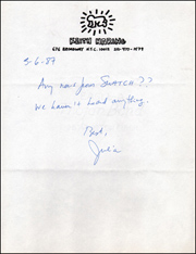 Note on Keith Haring Letterhead