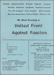 People! Organizations! Groups! Yippies! Political parties! Workers! Students! Peasant-farmers! You the lumpen! Poor people, Black people, Mexican Americans, Puerto Ricans, Chinese, etc. etc. : we must develop a united front against fascism.