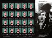 Sheet of Twenty 37 Cent Andy Warhol Stamps