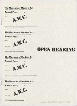 A.W.C. : Open Hearing / An Open Public Hearing on the Subject : What Should be the Program of the Art Workers Regarding Museum Reform and to Establish the Program of an Open Art Workers Coalition [AWC]
