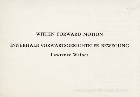 Within Forward Motion / Lawrence Weiner