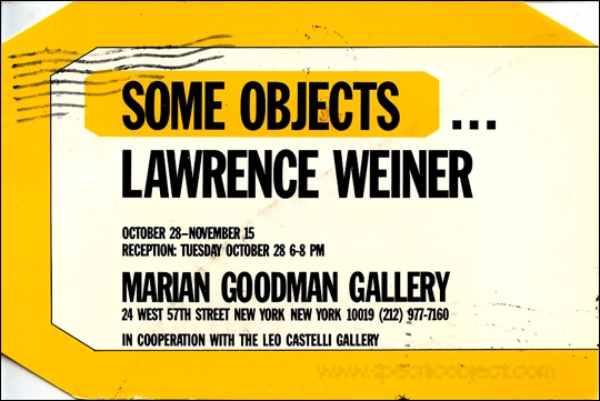 Some Objects... Lawrence Weiner