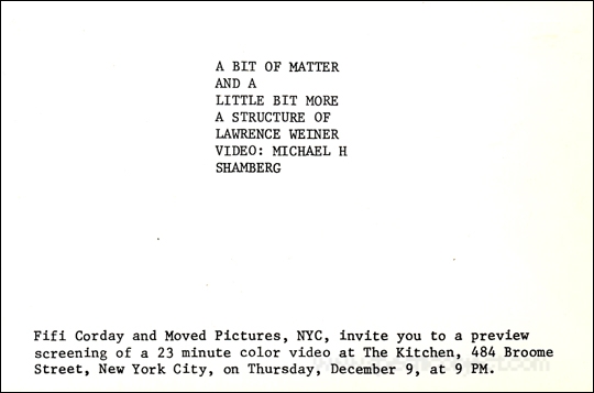 A Bit of Matter / And a / Little Bit More : A Structure of Lawrence Weiner