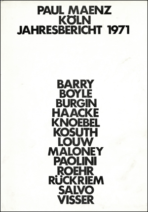 Paul Maenz : Jahresbericht 1971