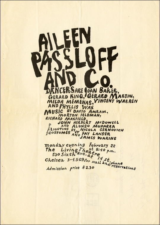 Aileen Passloff and Co. / Monday Evening, February 22 / The Living Theatre