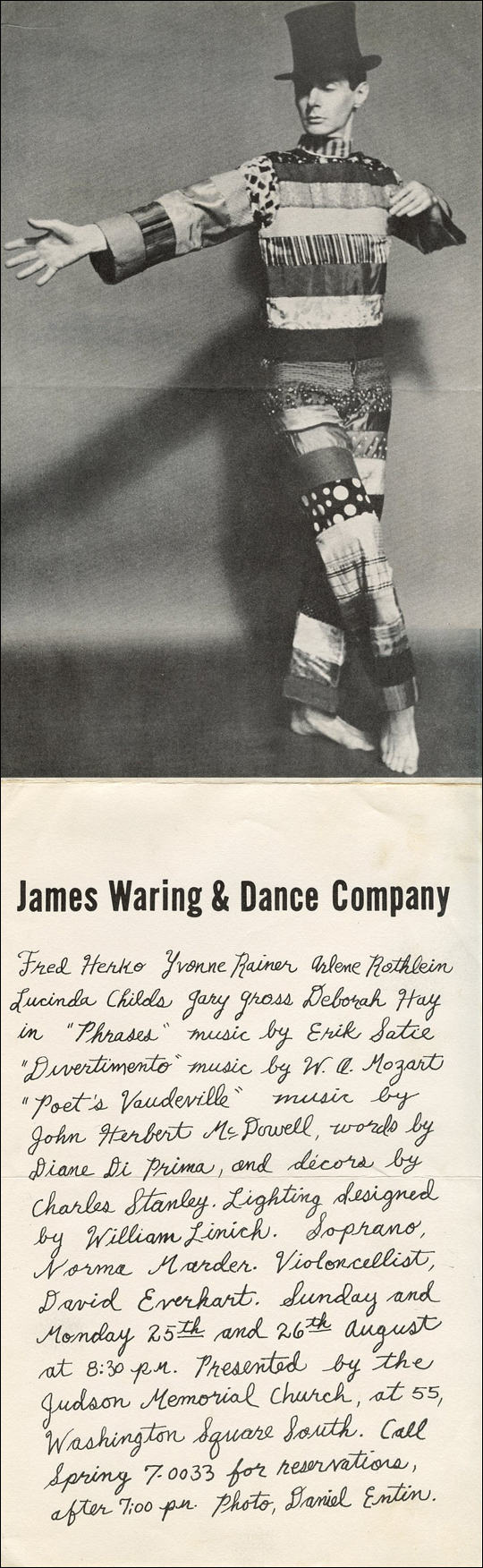 James Waring & Dance Company : Fred Herko Yvonne Rainer Arlene Rothleim Lucinda Childs Gary Gross Deborah Hay in 