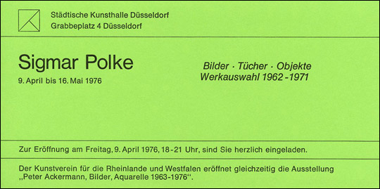 Sigmar Polke : Bilder, Tücher, Objekte, Werkauswahl 1962 - 1971