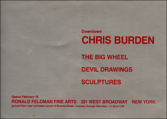 Down Town : Chris Burden / The Big Wheel / Devil Drawings / Sculptures 