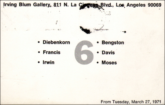 Diebenkorn / Francis / Irwin / Bengston / Davis / Moses