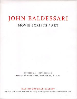 John Baldessari : Movie Scripts / Art