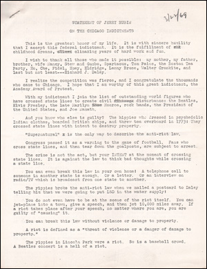 Statement of Jerry Rubin on the Chicago Indictments