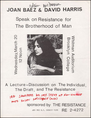 Speak on Resistance for the Brotherhood of Man: A Lecture - Discussion on The Individual, The Draft, and The Resistance