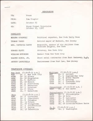 Nixon Format Television Memorandum