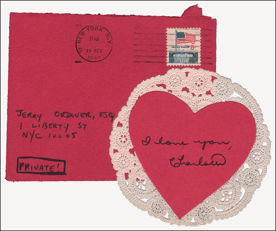 Valentine from Charlotte Moorman to Jerry Ordover