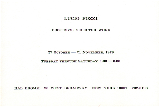 Lucio Pozzi, 1962 - 1979 : Selected Work