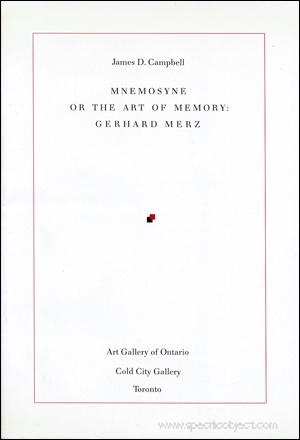 Mnemosyne or the Art of Memory : Gerhard Merz