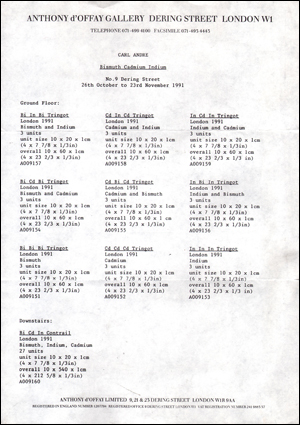 Carl Andre : Bismuth Cadmium Indium