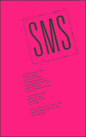S.M.S. [ aka : SMS / aka : Shit Must Stop ] : A Collection of Original Multiples, Published in 1968 by The Letter Edged in Black Press