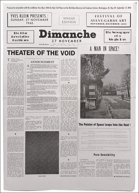 Dimanche : 27 November 1960 [ aka : Dimanche : 27 November : Performance from 0 Hours to 24 Hours ; aka Yves Klein Presents, Sunday 27 November ]