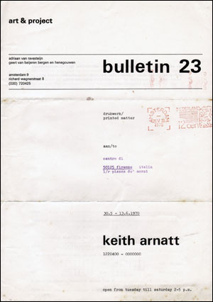 Art & Project Bulletin 23 : Keith Arnatt, 1220400 - 0000000