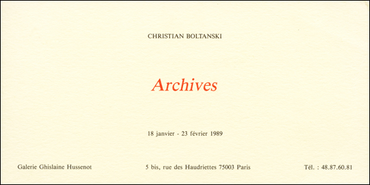 Christian Boltanski : Archives