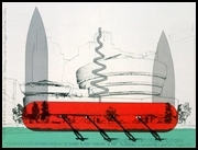 Poster : Knife Ship Superimposed on the Solomon R. Guggenheim Museum