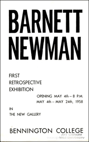 Barnett Newman : First Retrospective Exhibition