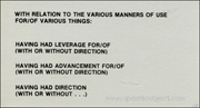With Relation to the Various Manners of Use / For/of Various Things..