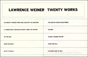 Lawrence Weiner : Twenty Works