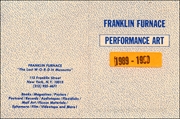 Franklin Furnace Performance Art 1989 - 1990