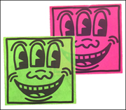 Two Keith Haring Three Eyed Smiling Face Stickers