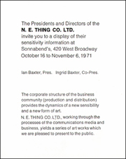 The President and Directors of the N. E. Thing Co. LTD. invite you to a display of their sensitivity information 
