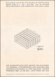 Zeichnungen und Graphik von Don Judd /  Die Subskription der Mappe von Palermo