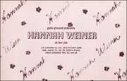 Gain Ground Presents : Hannah Weiner At Her Job