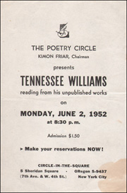 The Poetry Circle Presents Tennessee Williams