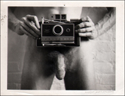Untitled (self-portrait) [Invitation to Robert Mapplethorpe's Exhibition at Light Gallery Opening, January 6, 1973]