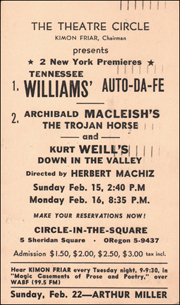 The Theatre Circle Presents : Tennessee Williams' 