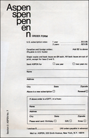 Aspen Magazine : The British Issue, Aspen Order Form