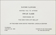 Louise Lawler Invites You to Attend Swan Lake Performed by The New York City Ballet