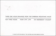 Roger Ackling : Three One Hour Drawings From The Cambrian Mountains Wales / For Three Hours From 3 PM to 6 PM
